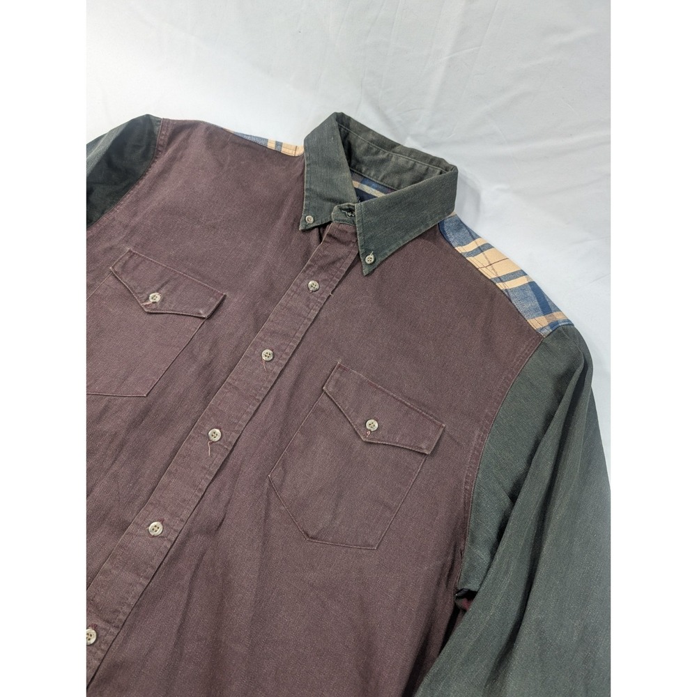 Vintage Wrangler Brushpopper Large 16-34 Western Heavy Shirt Plaid Back Two Tone